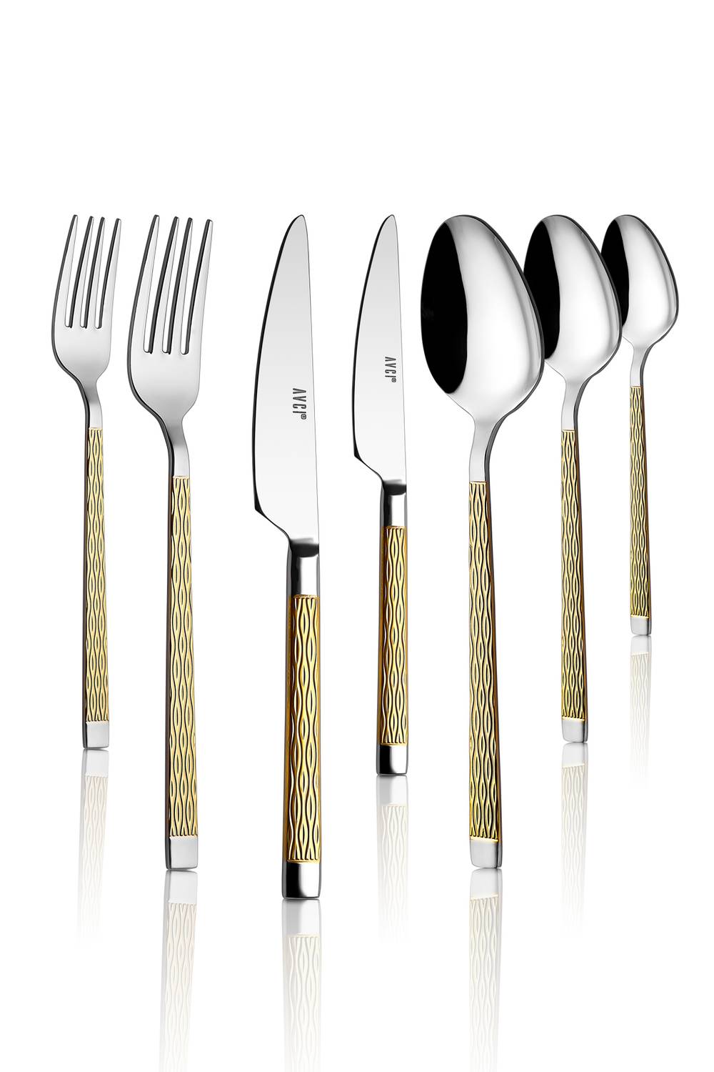 Pera Gold 7 Pieces Single Cutlery Set 18/10 Stainless Steel