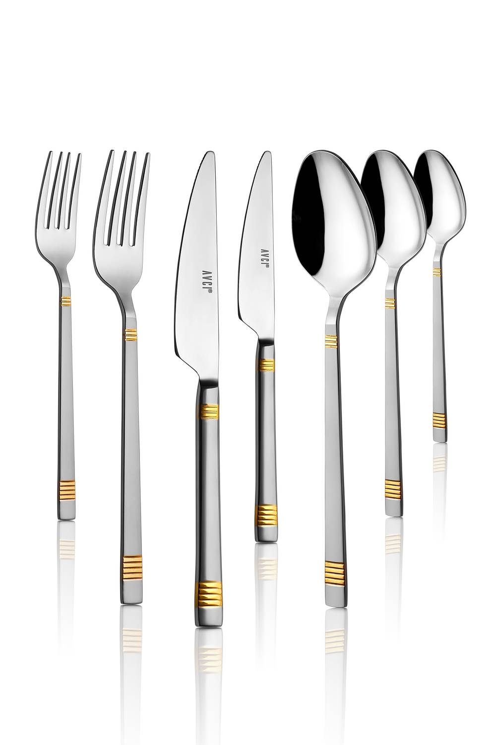 Duru Satin Gold 7 Pieces Single Cutlery Set 18/10 Stainless Steel