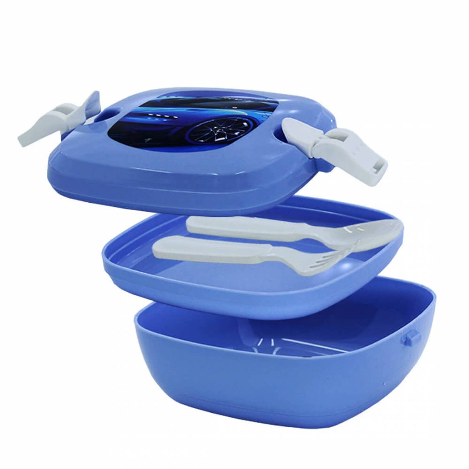 Urve Three Compartment Locked Nutrition Container Blue