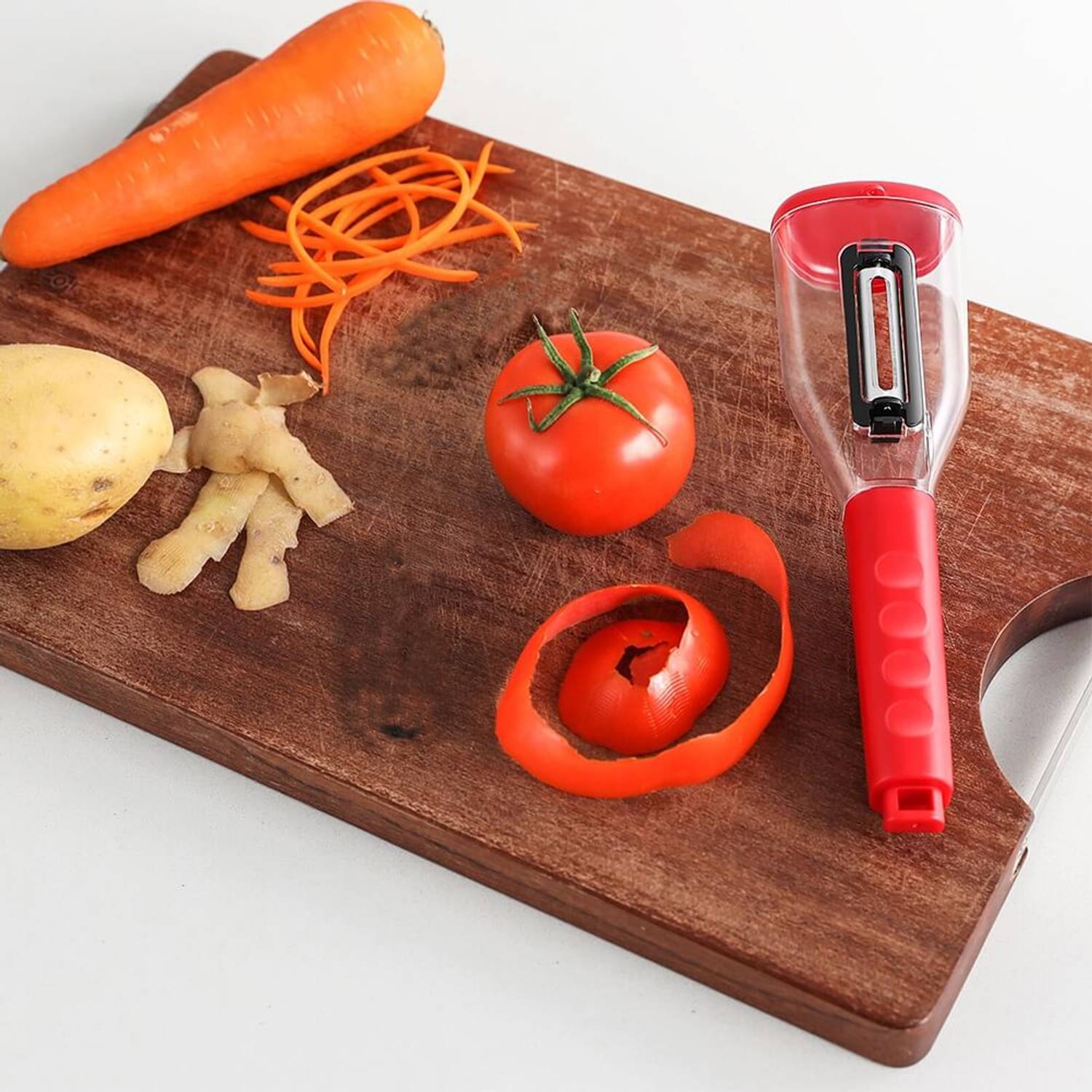 Piev Practical Reservoir Vegetable Fruit Peeler Red