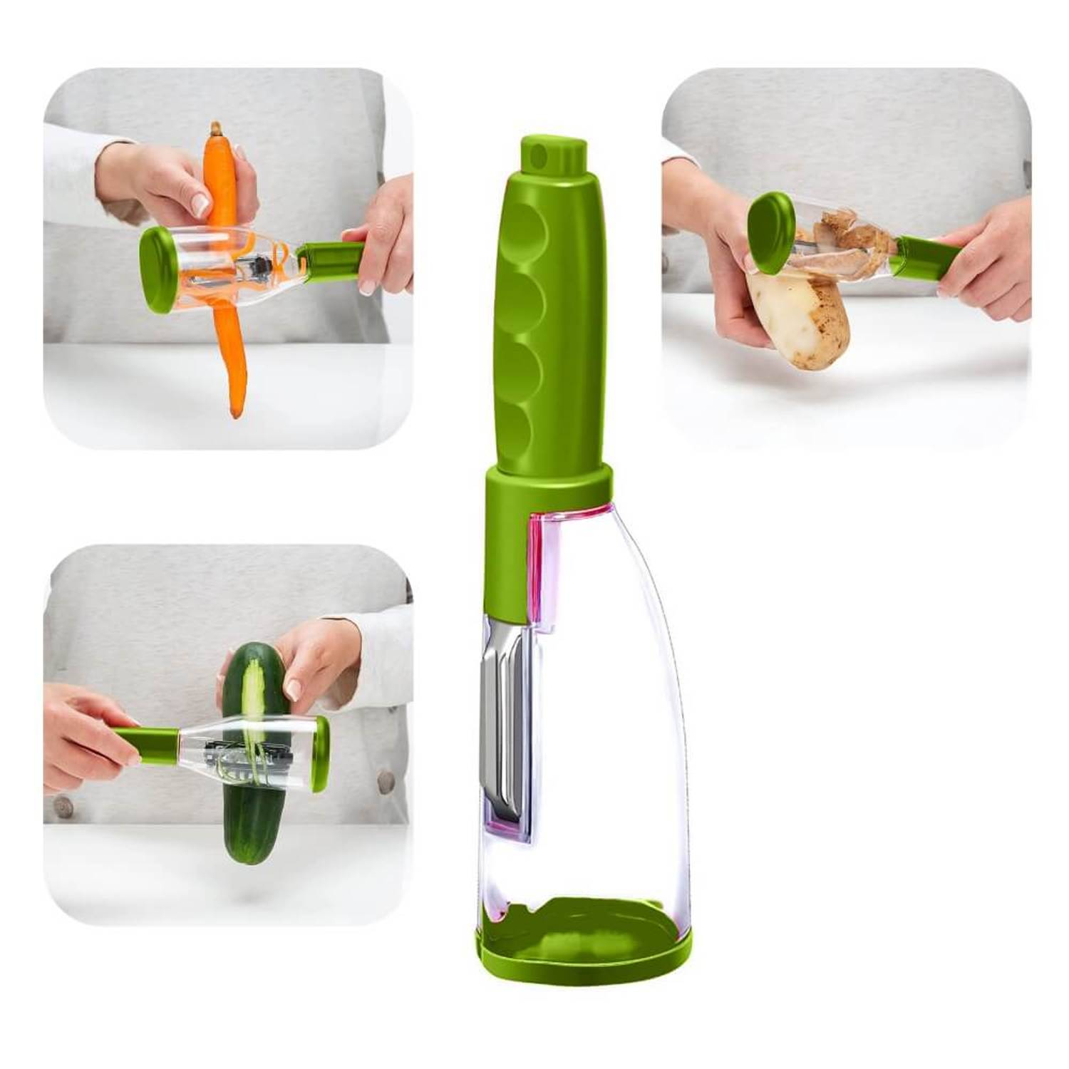 Piev Practical Hopper Vegetable Fruit Peeler Green