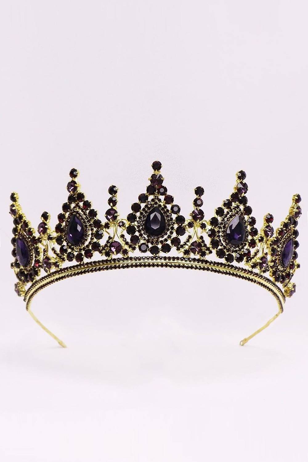 Yellow Bridal Crown with Purple Crystal Stone