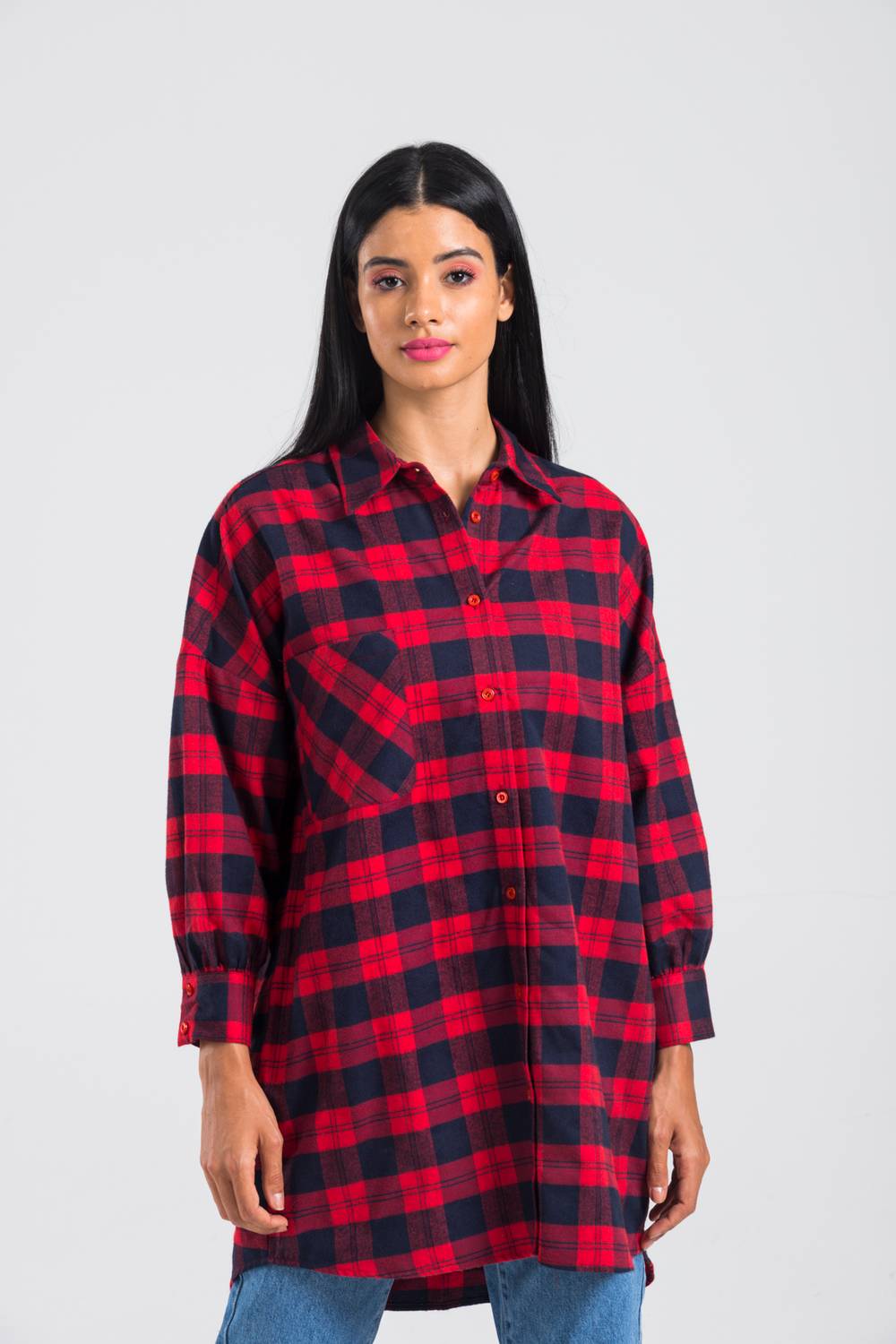 Oversize Plus Size Red Plaid Lumberjack Shirt