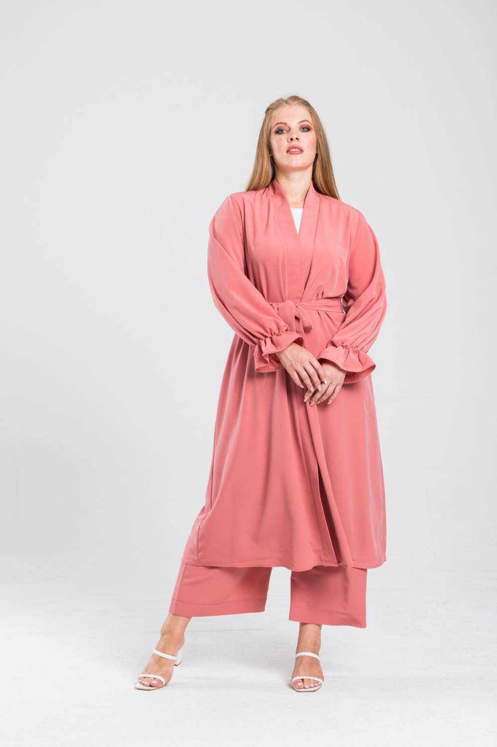 Plus Size Pink Abaya Suit