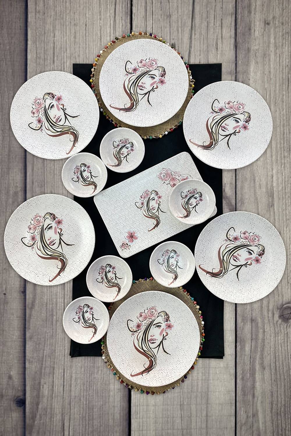13 Pieces 6 Person Patterned Breakfast Set