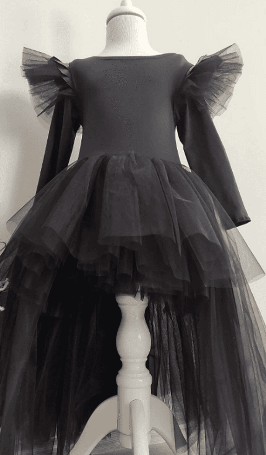 Girl's Black Leather Detailed Asymmetrical Dress, Birthday Dress And Bandana Suit