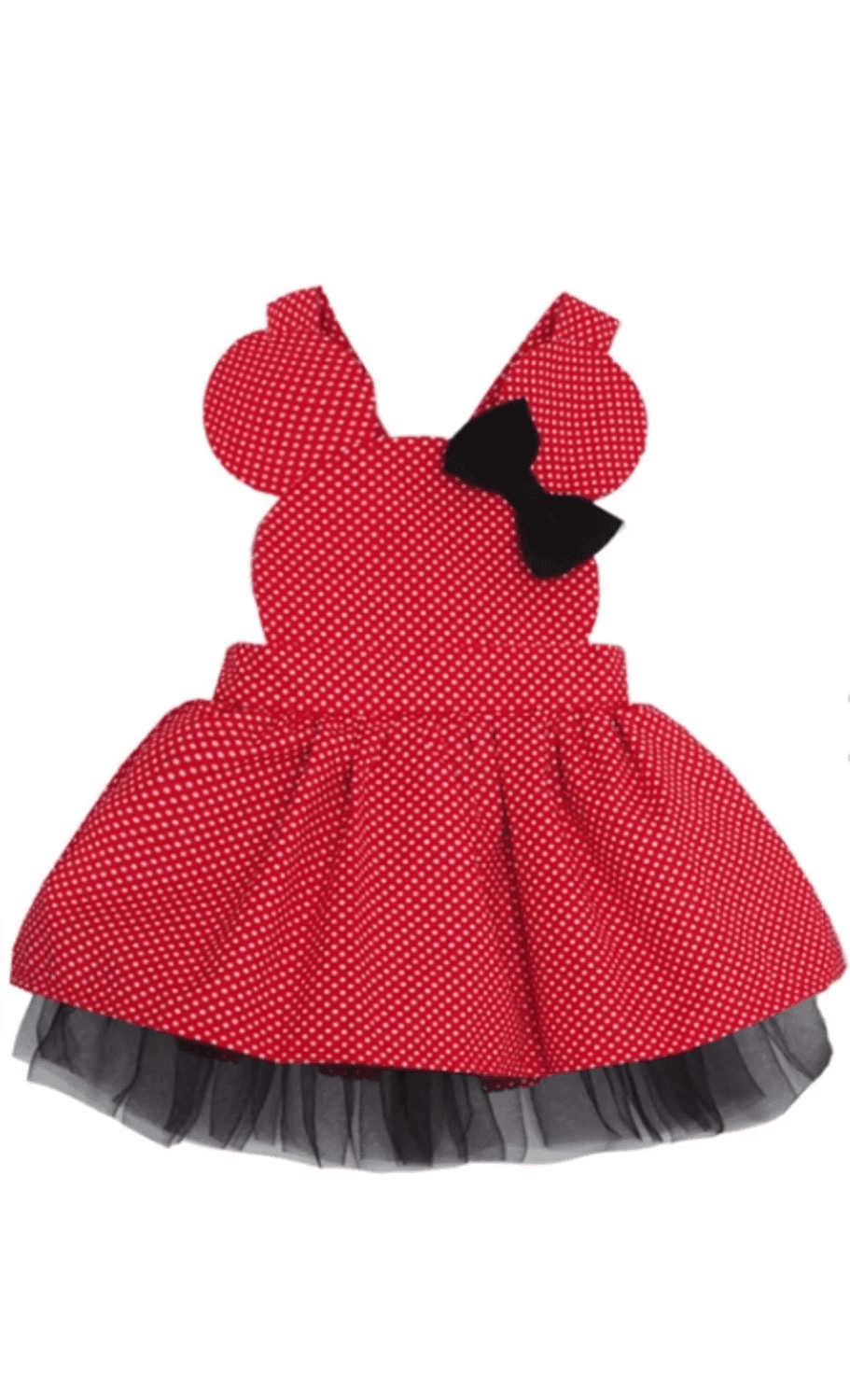 Kız Çocuk Kırmızı Elbise Sevimli Mini Puantiyeli
