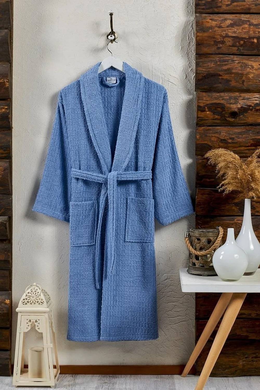 Daıly Patterned Shawl Collar Curl Bathrobe