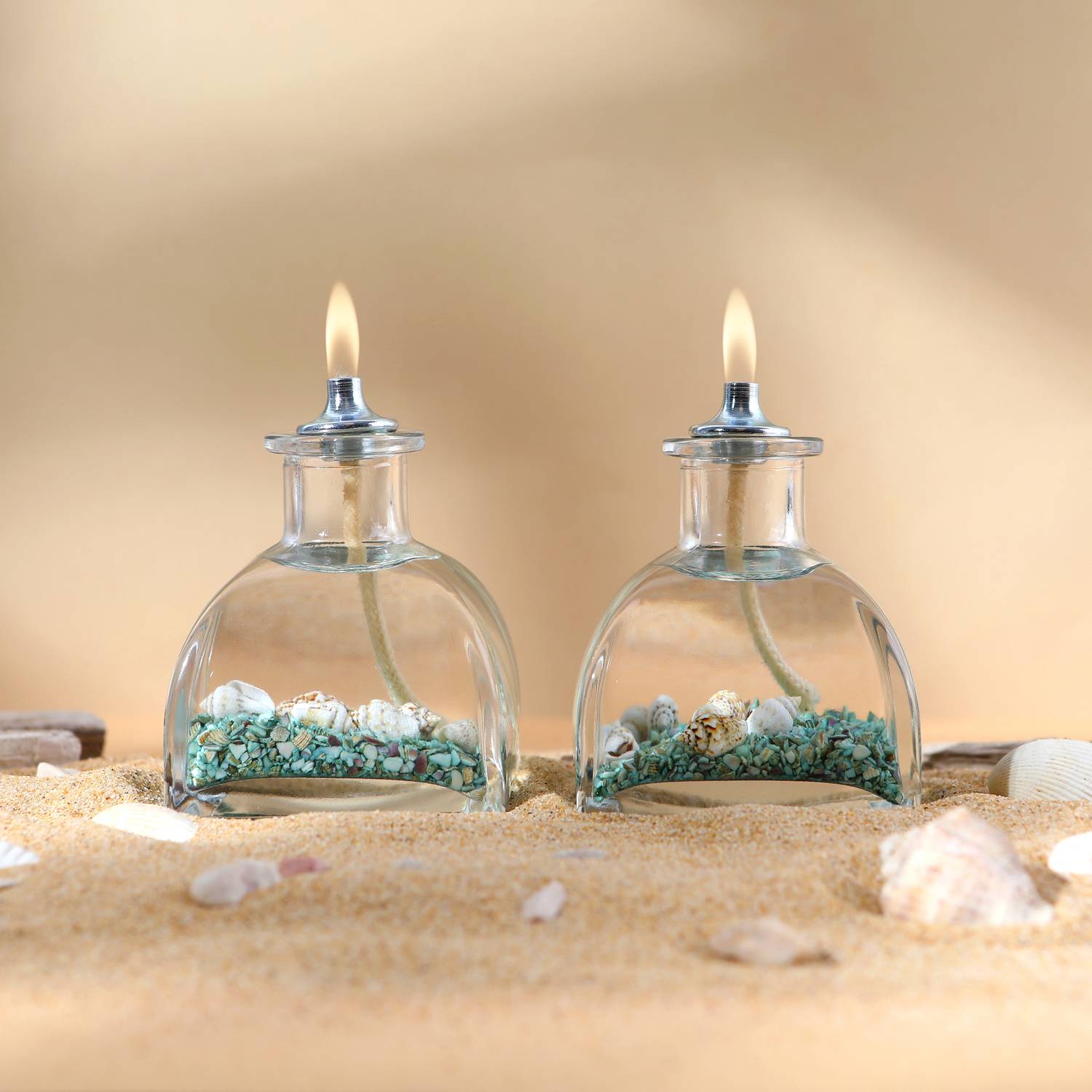 Ocean Green Decorative Oil Lamp Candle Set of 2