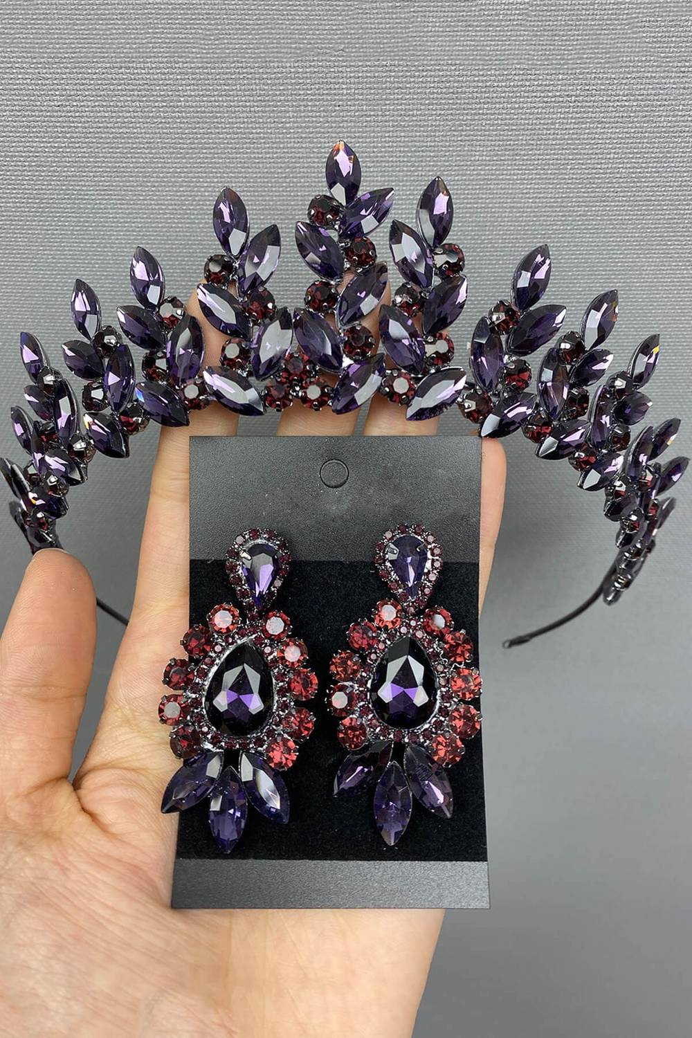 Purple Subra Bridal Henna Tiara and Earring