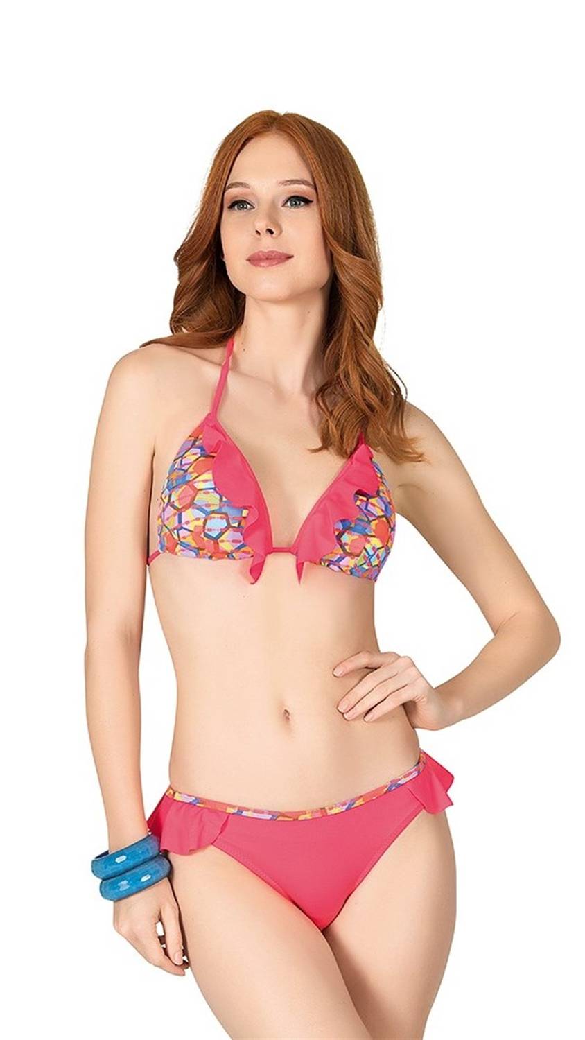 Endeep Women's Flounce Filled Triangle Bikini Set