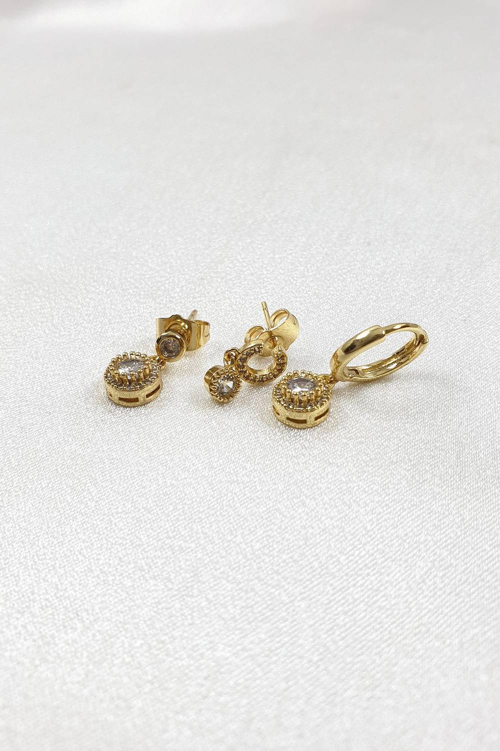 Gold Color Zircon Stone Moon Pattern Earrings