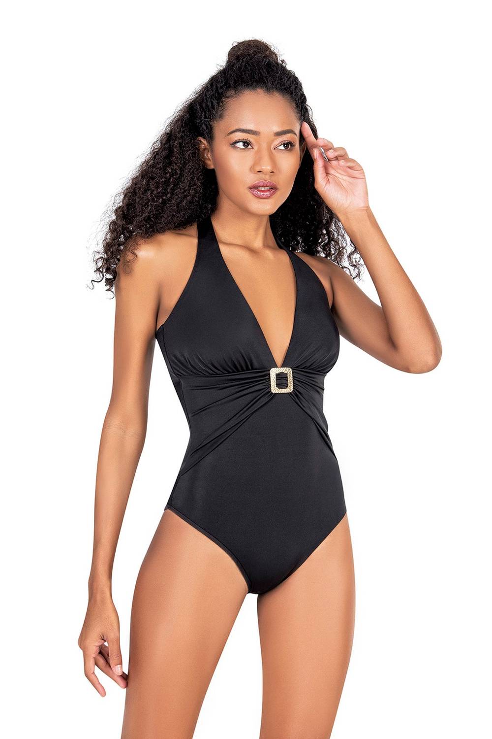 Endeep Women's Accessory Detailed Black Swimsuit