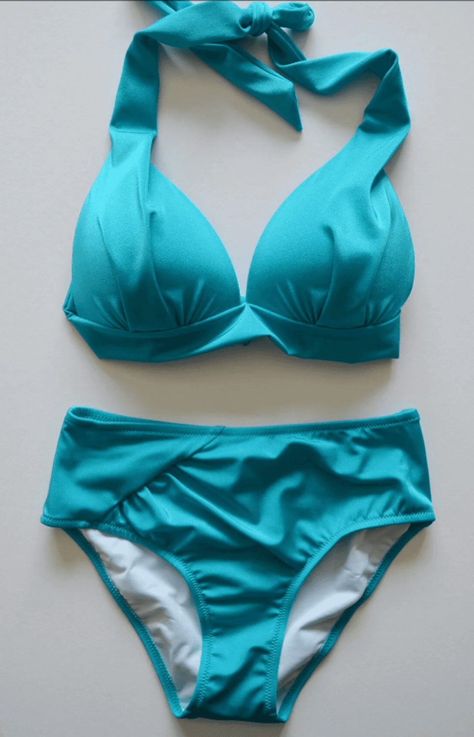 Жіночий бікіні комплект з високою талією, бірюзовий, напівпідпливлений, з ідеальною посадкою та UV захистом з LYCRA
