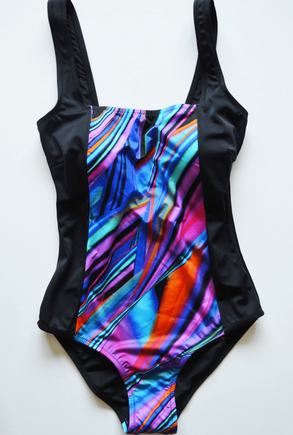 Beria Women's Gathering Square Collar Blue Patterned Swimsuit