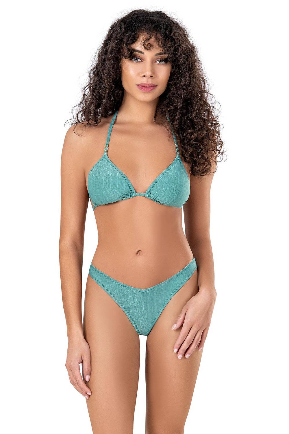 Endeep Women's Accessory Detailed Triangle Green Bikini Set