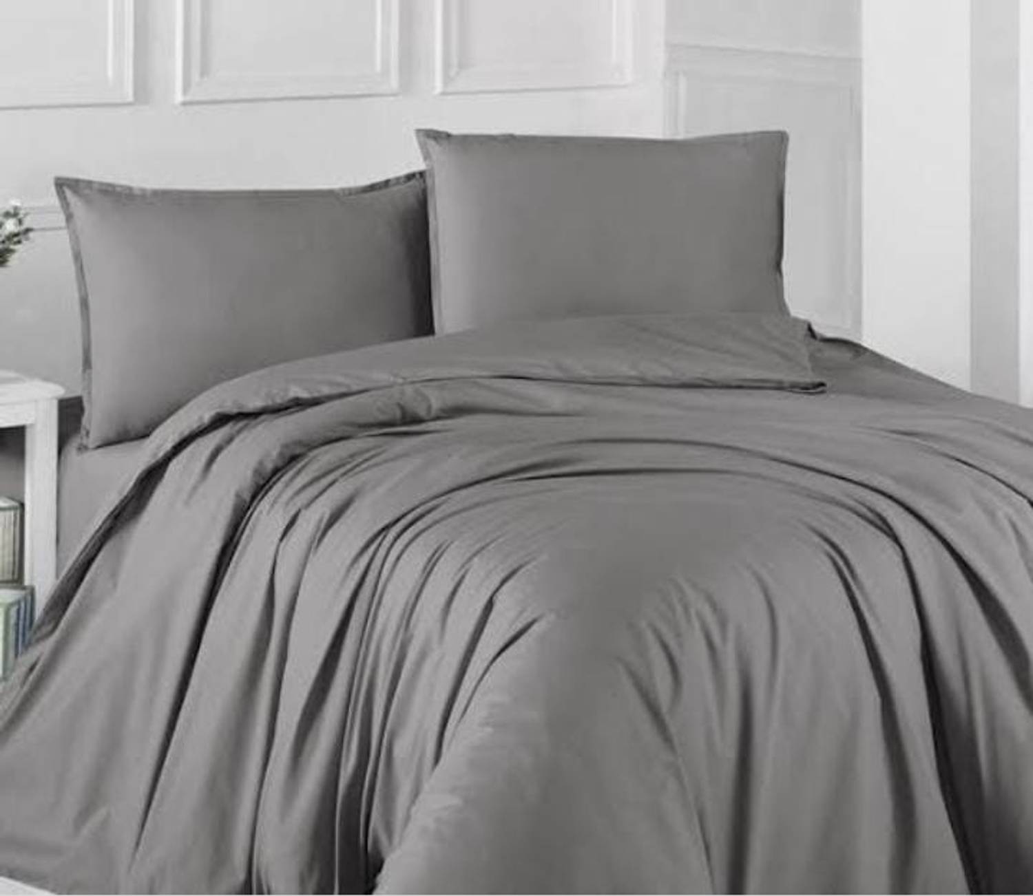 Elastic Gray color king size duvet cover set