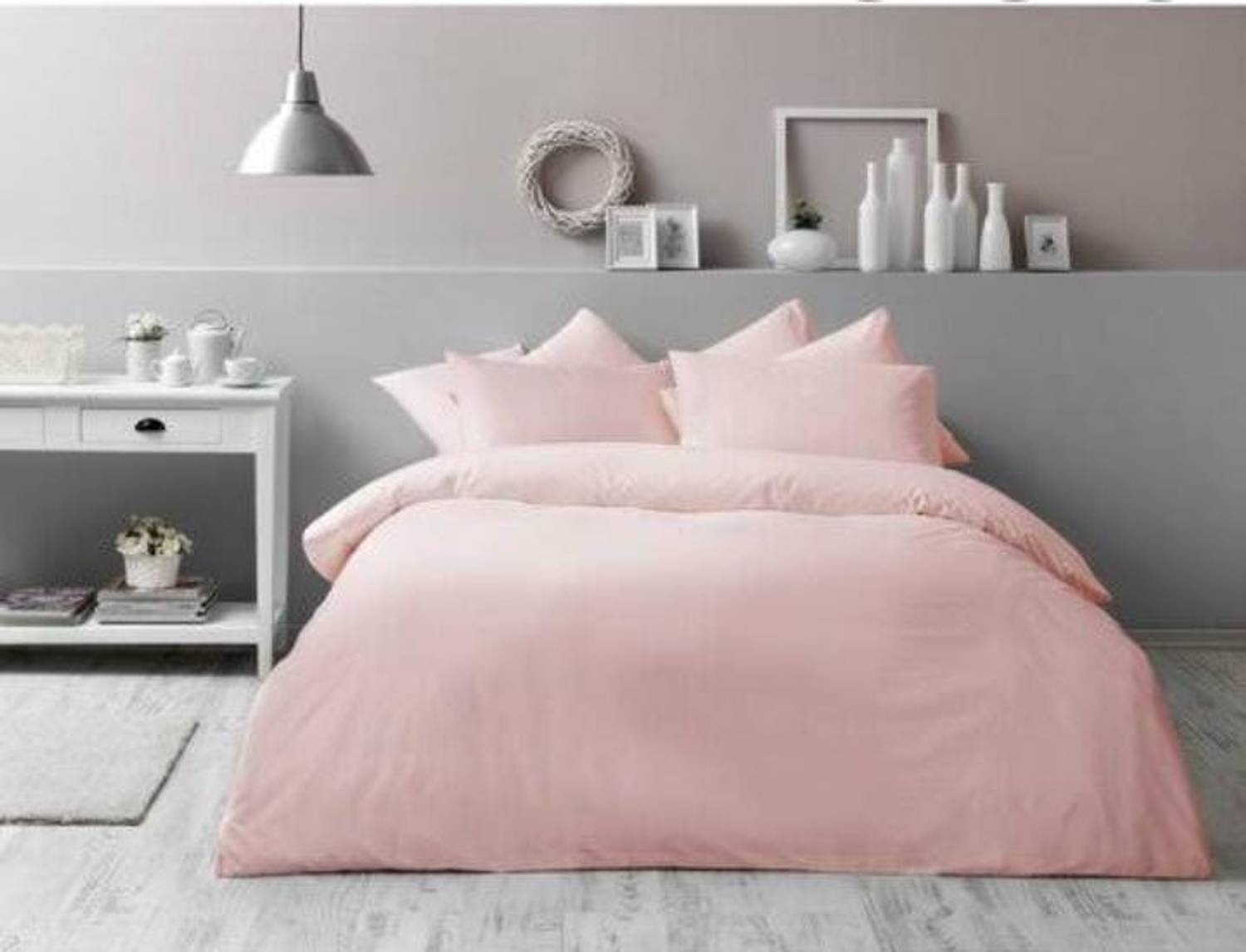 Elastic Pink color king size duvet cover set