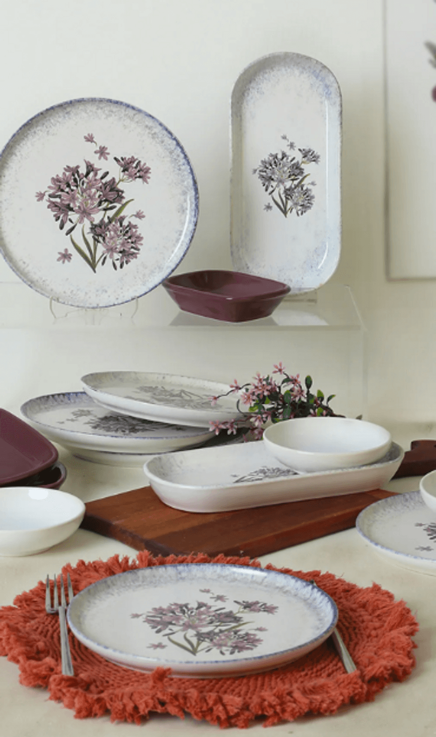 Blue Lily 14 Piece Breakfast Set for 6 People