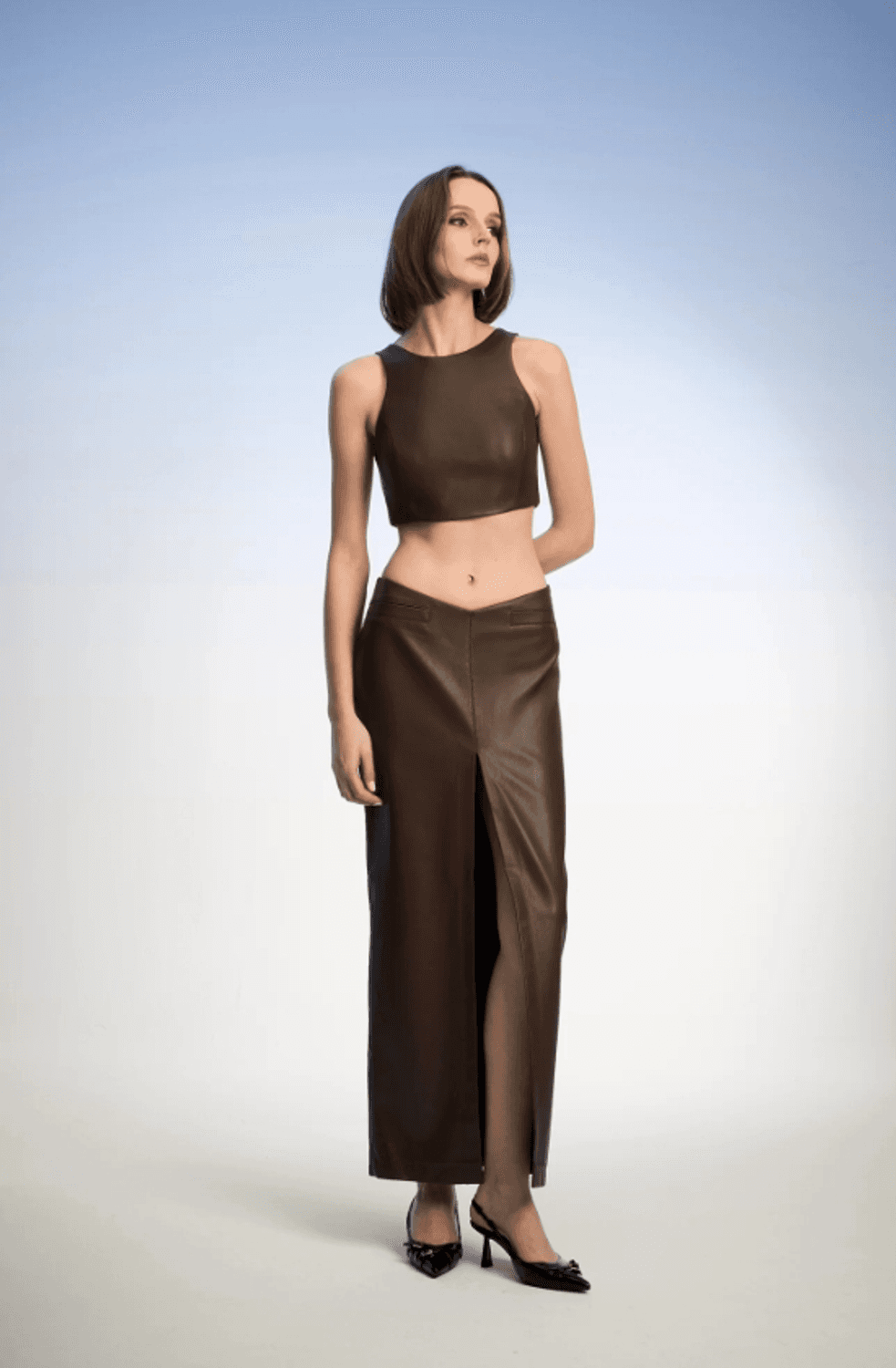 Viola Brown Midi Skirt