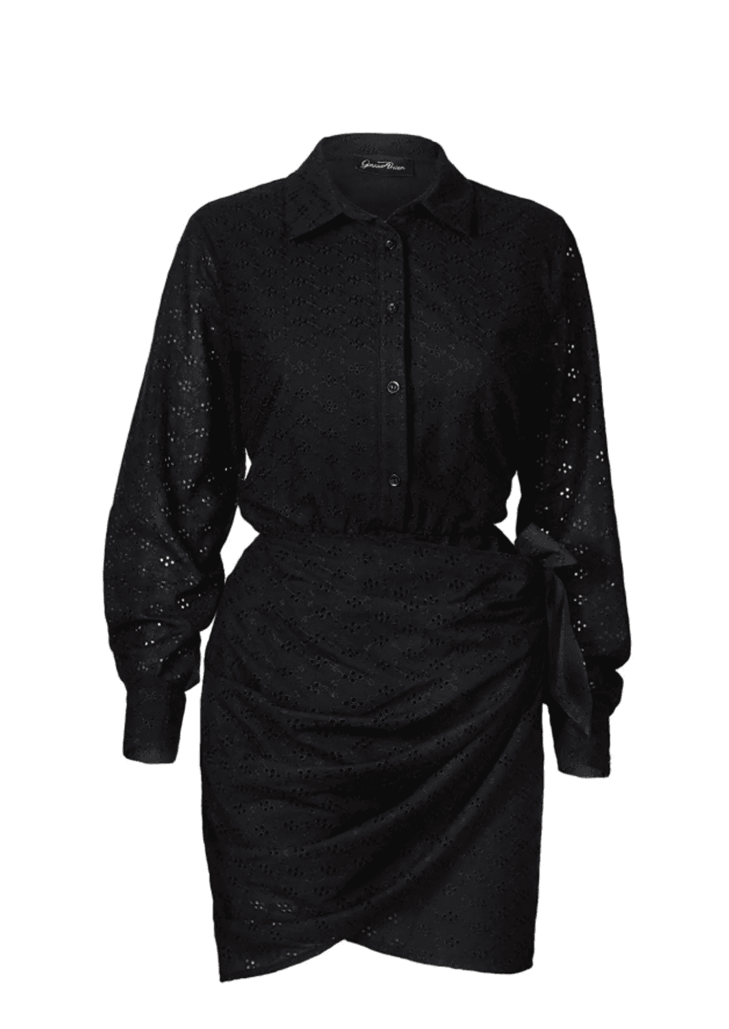 GÖKNUR ARSLAN Önden Bağlamalı Siyah Fisto Elbise