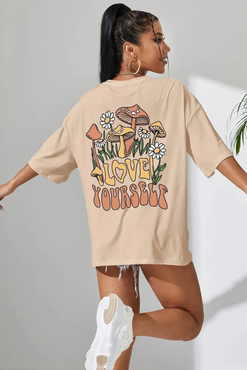 Женская футболка оверсайз с принтом Love Yourself