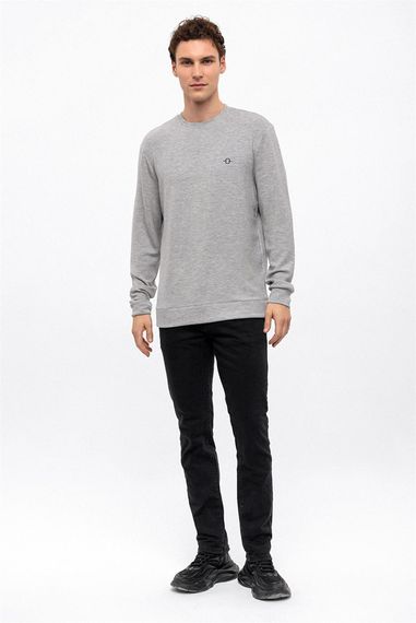 Açık Gri Regular Fit Bisiklet Yaka Sweatshirt - fotoğraf 1