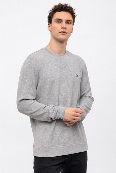 Açık Gri Regular Fit Bisiklet Yaka Sweatshirt - fotoğraf 4