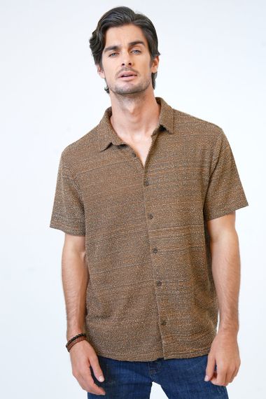 Мужская вязаная рубашка с обычным воротником, размеры: S, M, L, XL, XXL - фото 1