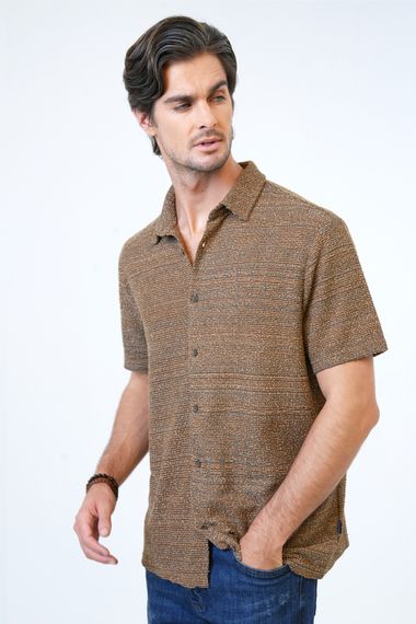 Мужская вязаная рубашка с обычным воротником, размеры: S, M, L, XL, XXL - фото 2