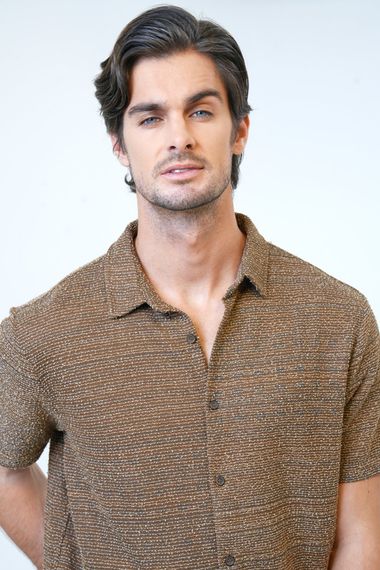 Мужская вязаная рубашка с обычным воротником, размеры: S, M, L, XL, XXL - фото 3