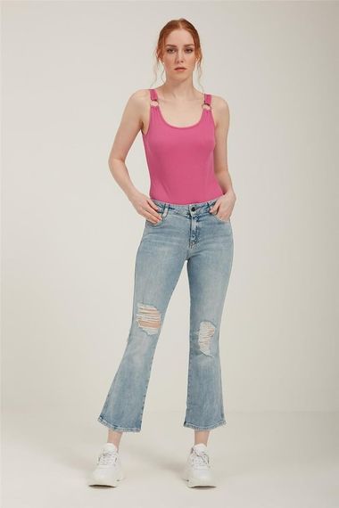 MAVİ CROP FLARE FİT JEAN PANTOLON - photo 1