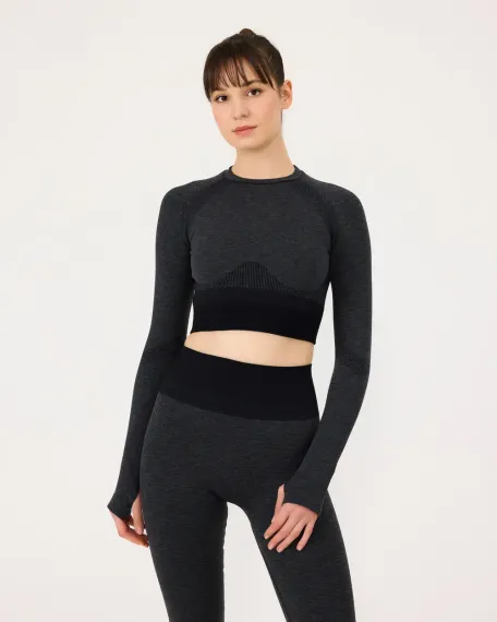 seamless başparmak delikli crop top - photo 1