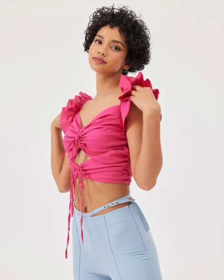 fırfırlı poplin crop top - photo 2