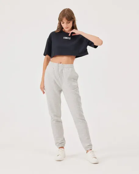 logo baskılı kısa kollu crop top - صورة 4