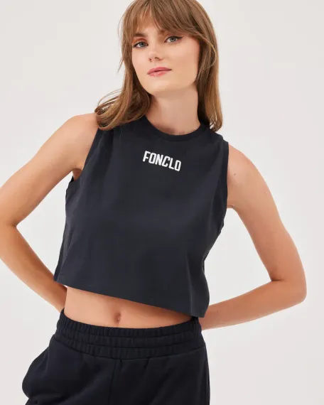 logo baskılı askılı crop top - photo 1