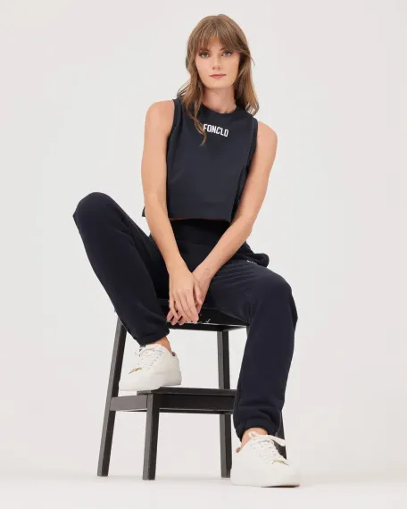 logo baskılı askılı crop top - photo 4