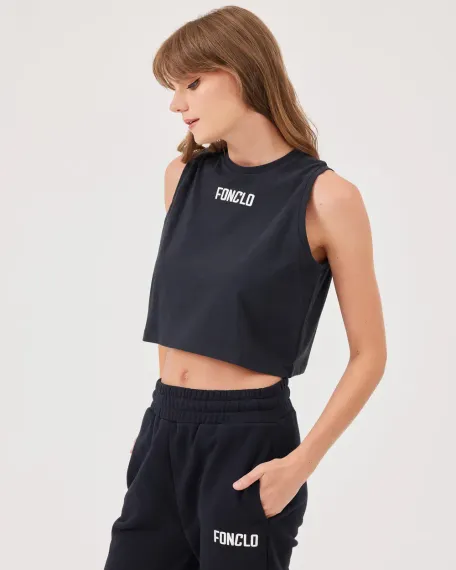 logo baskılı askılı crop top - photo 3