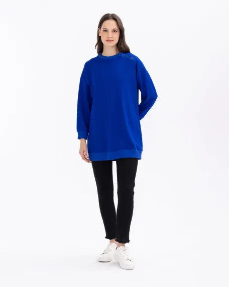 düğme detaylı rahat kesim sweatshirt tunik - fotoğraf 5