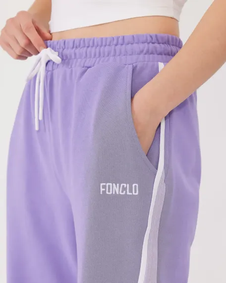 High-Waisted Gradient Sweatpants with White Side Stripe - Stylish and Comfortable for Home or Active Exercise - photo 5