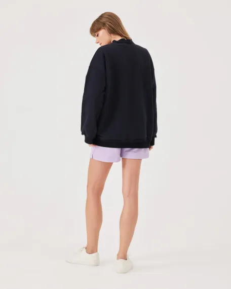 yuvarlak yaka ribanalı oversize sweatshirt - fotoğraf 4