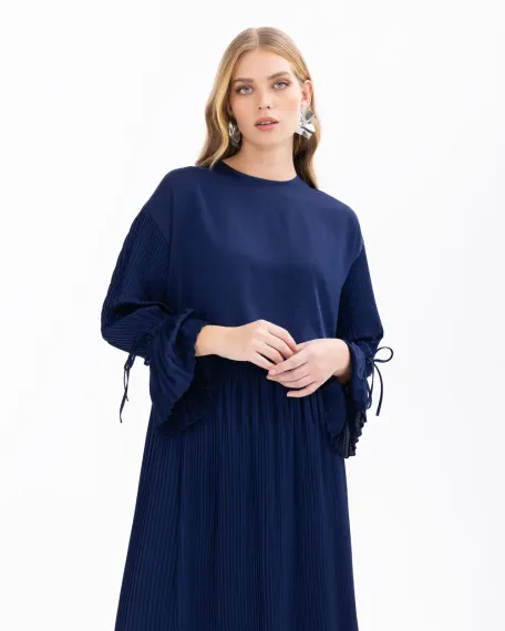 pliseli düşük kol bluz - photo 1