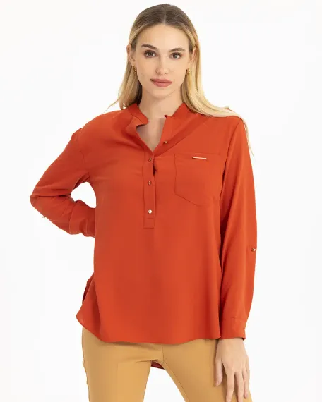 yarım patlı cep detaylı bluz - photo 1