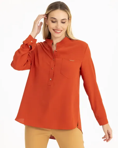 yarım patlı cep detaylı bluz - photo 2