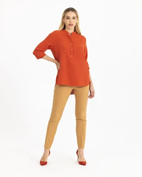 yarım patlı cep detaylı bluz - photo 3