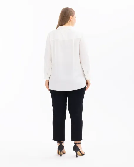 Бархатная рубашка большого размера с кнопками и длинными рукавами, стильная и универсальная для офиса и повседневной носки - фото 5