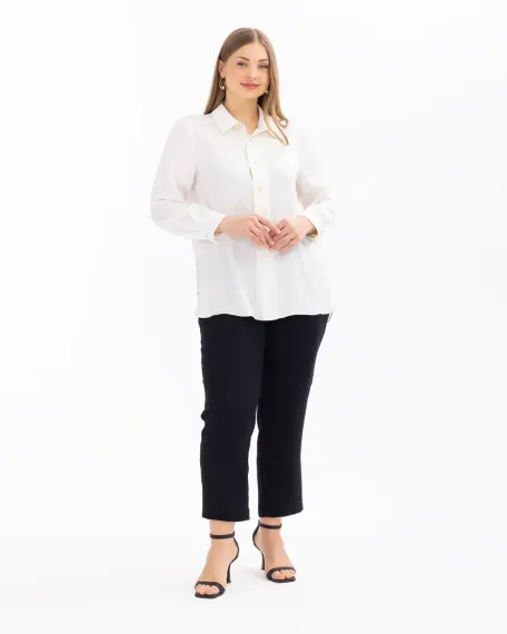 Бархатная рубашка большого размера с кнопками и длинными рукавами, стильная и универсальная для офиса и повседневной носки - фото 4