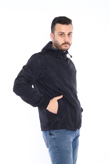 Чорна чоловіча вітровка Escetic із фіксованим капюшоном і підкладкою з малюнком, водовідштовхувальна сезонна тонка куртка 6571 - фото 5