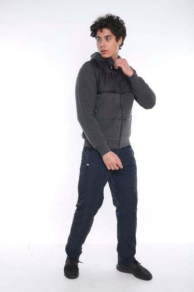 Чоловіче спортивне зимове пальто з капюшоном і плюшевою підкладкою Escetic темно-антрацитового кольору 6690 - фото 1