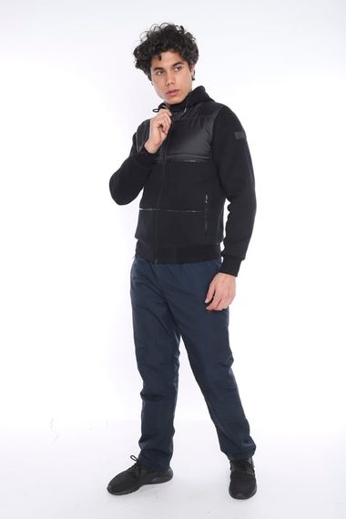 Escetic Black Men's Sports Slimfit Hooded 3 Thread Winter Coat with Plush Lining 6690 - photo 1